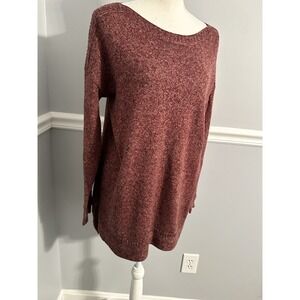 Old Navy Sweater Womens Size M Knit Tunic Side Slits Boat Neck Long Sleeves